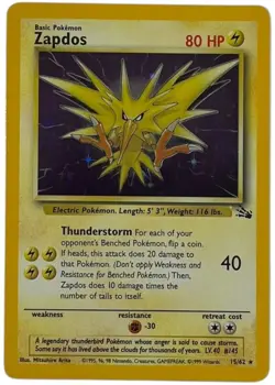 1999 Pokemon Classic - Fossil #15 Zapdos Holofoil NM-MT - Image 1