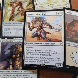 Custom Commander MTG Deck Magic = Raksha Golden Cub Purre White Tribal **CATS** - Image 1