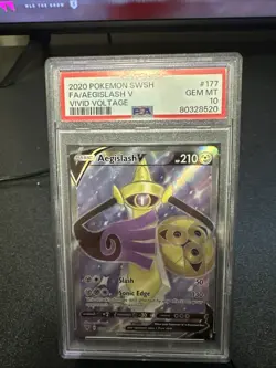 POKEMON 2020 SWSH Vivid Voltage Full Art AEGISLASH V #177 PSA 10 Gem Mint RARE - Image 1