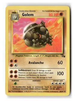 Golem 36/62 Uncommon Fossil Pokemon Moderately Played - Image 1