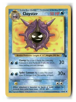 Cloyster 32/62 Uncommon Fossil Pokemon Moderately Played - Image 1
