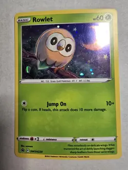 *Head Swirl* Pokemon TCG Rowlet SWSH220 Cosmos Holo Lightly Played - Image 1