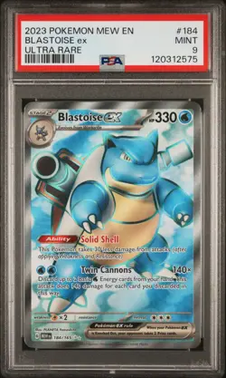 2023 POKEMON MEW EN-151 ULTRA RARE #184 BLASTOISE EX PSA 9 - Image 1