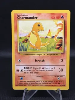 Charmander 46/102 Base Set Common Light Play Pokemon - Image 1
