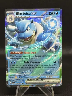 Pokemon TCG Blastoise ex Scarlet & Violet-151 009/165 Holo Double Rare - Image 1
