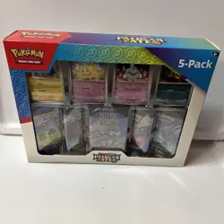 Pokemon Scarlet And Violet Paldean Fates 5 pack Mini Tins 4 Promos - NEW SEALED - Image 1