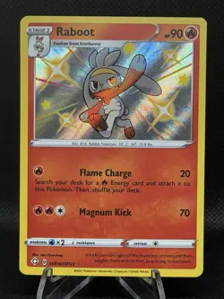 Pokemon TCG Raboot Shining Fates SV016/SV122 Holo Shiny Holo Rare NM - Image 1