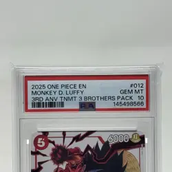 2025 ONE PIECE 3RD ANNIV TOURNAMENT 3 BROTHERS PACK #012 MONKEY D. LUFFY PSA 10 - Image 2