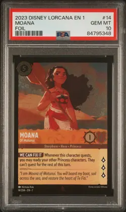 2023 Disney Lorcana #14 Moana of Matunui 14/204 Foil PSA 10 GEM MINT - Image 1