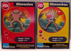 1999 Pokemon Burger King PokeTrivia Movie Cards Hitmonlee, Hitmonchan Evolution - Image 1