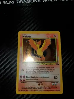 Pokemon TCG Moltres Fossil Holo Rare Card #12/62 Unlimited - Image 1