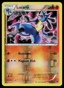Pokemon Card Fates Collide Lucario 47/124 Rare Reverse Holo - Image 1