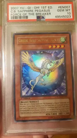 Yugioh Force of the Breaker 1st Edition Crystal Beast Sapphire Pegasus PSA 10 - Image 1
