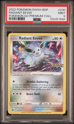 PSA MT 9 Radiant Eevee SWSH230 SWSH: Sword & Shield Promo Cards Holo - Image 1