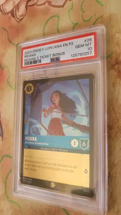 Disney Lorcana Moana Adventurer of Land and Sea Movie Ticket Promo 26/P2 PSA 10 - Image 1
