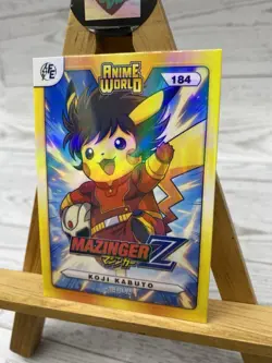 Pikachu as Anime Cosplay Mazinger Z Koji Kabuto Non-Pokemon Fan Art Holo Card - Image 3