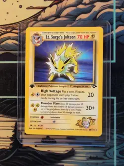 Lt. Surge’s Jolteon 28/132 1st Edition Gym Challenge Pokemon Card NM ⚡ - Image 1
