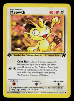 Pokemon Card - Meowth 1st Edition Team Rocket 62/82 Common - Image 1