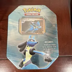 Pokemon Lucario Diamond & Pearl Collector's Tin Window Design Blue Silver 2009 - Image 1