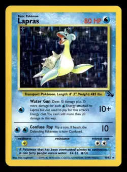 1999 Pokemon Fossil Lapras 10/62 Holo Rare UX1679 - Image 1