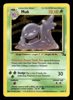 1999 Pokemon Fossil Muk Holo Rare 13/62 UX1703 - Image 1