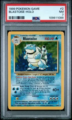 1999 POKEMON GAME #2 BLASTOISE-HOLO PSA 7 NM - Image 1