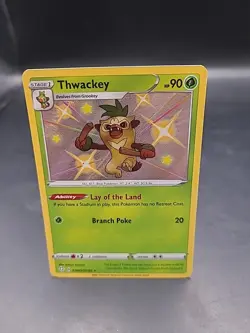 Pokemon - Thwackey - SV005/SV122 - Shining Fates Shiny Vault - Holo NM - Image 1