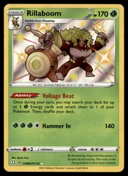 Rillaboom SV006/SV122 Shiny Rare Shining Fates Shiny Vault Pokemon Holo NM - Image 1
