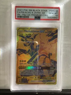 2021 POKEMON SM BLACK STAR FA/PIKACHU & ZEKROM GX #SM248 PSA 10 - Image 1
