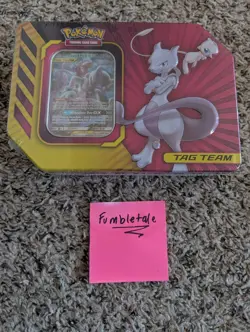 Pokemon TCG: Mewtwo & Mew GX Tag Team Power Partnership Tin Factory Sealed - Image 1