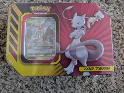 Pokemon TCG: Mewtwo & Mew GX Tag Team Power Partnership Tin Factory Sealed - Image 2