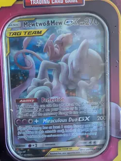 Pokemon TCG: Mewtwo & Mew GX Tag Team Power Partnership Tin Factory Sealed - Image 3
