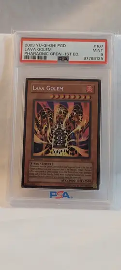 2003 Yu-Gi-Oh Lava Golem Pharaonic Guardian 1st Edition Secret Rare PGD-107 PSA9 - Image 2