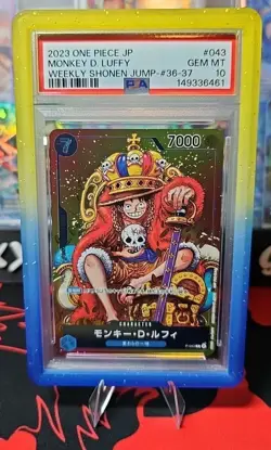 One Piece Monkey D. Luffy Shonen Jump Promo JPN King P-043 PSA 10 Promo - Image 1