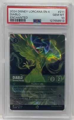 Disney Lorcana - Diablo - Devoted Herald - Enchanted - PSA 10 GEM MINT RARE - Image 1