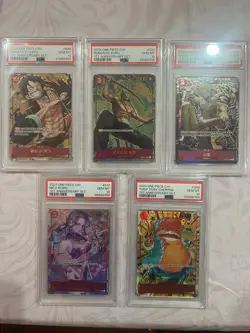 One Piece TCG Card Game Chinese 1st Anniversary Luffy Team 5 Set Alt Art PSA 10 - Image 1