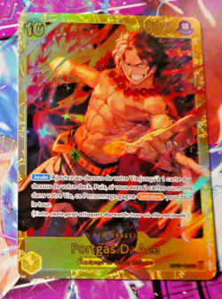 One Piece Card Game Carte SEC Holo OP07 Portgas D Ace SEC OP07-119 FR Mint - Image 1