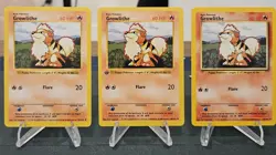 Pokemon Growlithe *1st Edition* Lot of 3 Cards Shadowless & Base Included 28/102 - Image 1