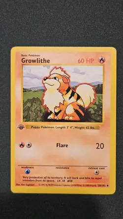 Pokemon Growlithe *1st Edition* Lot of 3 Cards Shadowless & Base Included 28/102 - Image 4