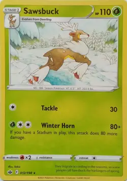 012/198 SAWSBUCK | RARE | CHILLING REIGN POKEMON CARD - Image 1