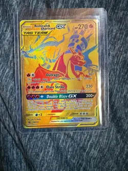Reshiram & Charizard GX SM247 Gold Secret Rare Tag Team Promo Pokemon Card - NM - Image 1