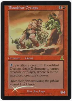 Bloodshot Cyclops 1999 Urza's Destiny FOIL Red Rare Creature MTG NM AZ1 - Image 1