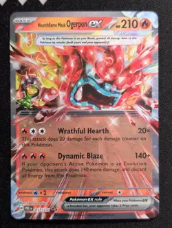 Hearthflame Mask Ogerpon ex - 017/131 SV: Prismatic Evolutions Pokemon NM Holo - Image 1