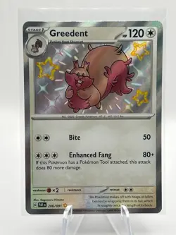 Greedent - Shiny Rare - Pokemon SV: Paldean Fates - 206/091 - NM - Image 1
