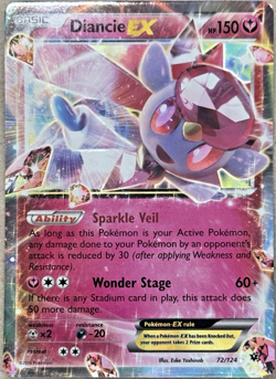 Diancie EX XY Fates Collide 72/124 Ultra Rare 2016 Pokemon TCG Near Mint - Image 1