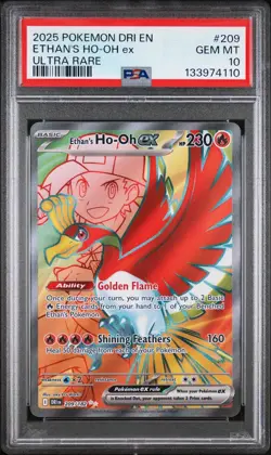 2025 POKEMON DRI EN-DESTINED RIVALS ULTRA RARE #209 ETHAN'S HO-OH EX PSA 10 - Image 1