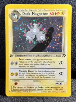 🔥Dark Magneton 1st EDITION Team Rocket 11/82 “Holo Rare” TRUE Pokemon Treasure! - Image 2