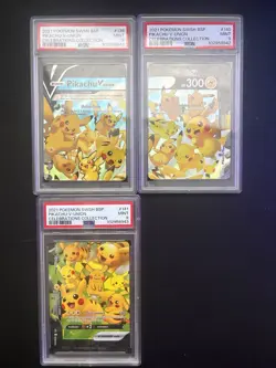 Pikachu V Union Holo 3/4 Set PSA 9 Pokemon Lot Of 3 English Mint - Image 1
