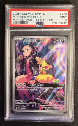 Pokemon 2025 Marnie's Morpeko 206 Full Art Promo Marnie Rival Battle Deck PSA 9 - Image 1