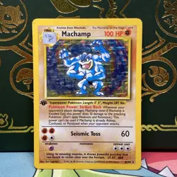 Pokemon TCG Machamp Holo Rare 1st Edition Base Set 8/102 LP - Image 1